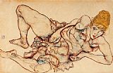 Egon Schiele Reclining Woman with Blond Hair painting